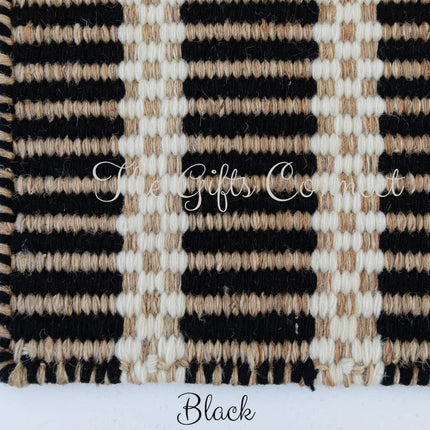 Bohemian Wool Jute Handwoven Natural Reversible Area Rug