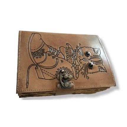 Cat In Shoes Embossed Leather Notebook