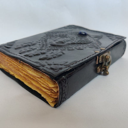 Handmade Wolf Lapis Stone Leather Journal