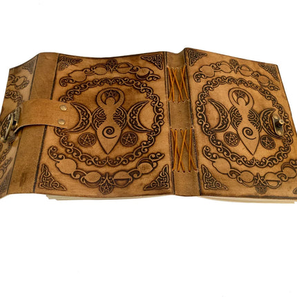 Triple Moon Goddess Leather Journal