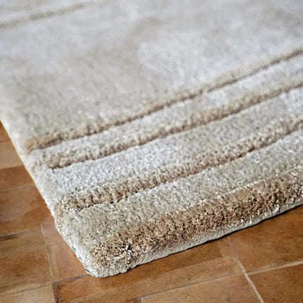 Hand Tufted Modern Striped Wool Rug for Living Room, Elegant Carpet For Stylish Decor, Soft Area Rug