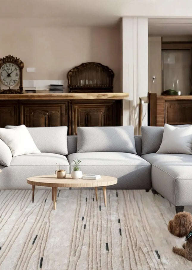 Hand Tufted Modern Striped Wool Rug for Living Room, Elegant Carpet For Stylish Decor, Soft Area Rug