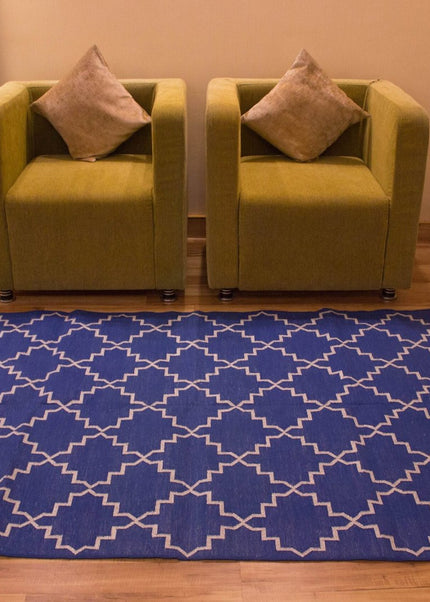 Moroccon Star Cotton Silver Blue Area Rug