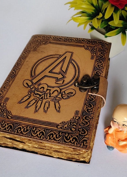 Avengers Logo Embossed Leather Notebook