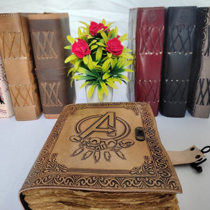 Avengers Logo Embossed Leather Notebook
