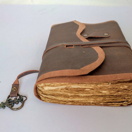 Antique Key Leather Journal, Refillable Travel Notebook