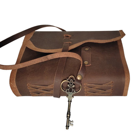 Antique Key Leather Journal, Refillable Travel Notebook