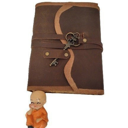 Antique Key Leather Journal, Refillable Travel Notebook