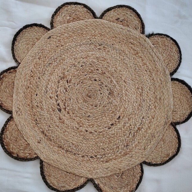Natural Scallop Round Handmade Jute Rug