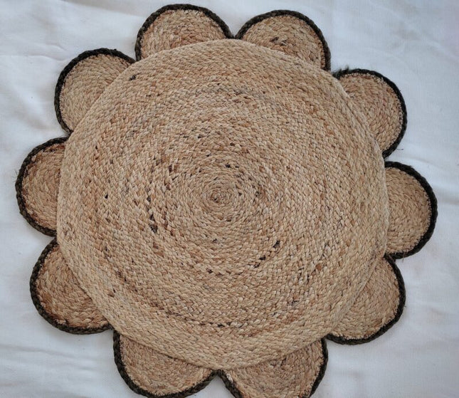 Natural Scallop Round Handmade Jute Rug