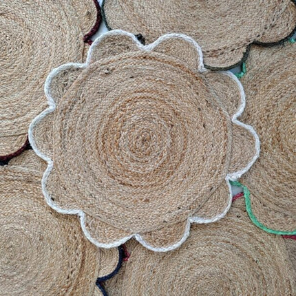 Natural Scallop Round Handmade Jute Rug
