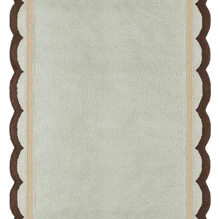 Scallop Edge Wool Rug, Bohemian Decor Handmade Wool Area Rug