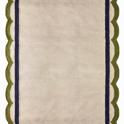 Scallop Edge Wool Rug, Bohemian Decor Handmade Wool Area Rug