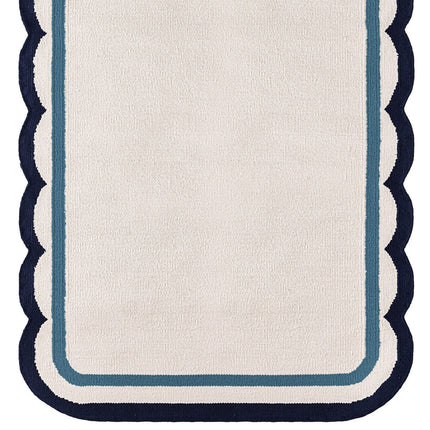Scallop Edge Wool Rug, Bohemian Decor Handmade Wool Area Rug