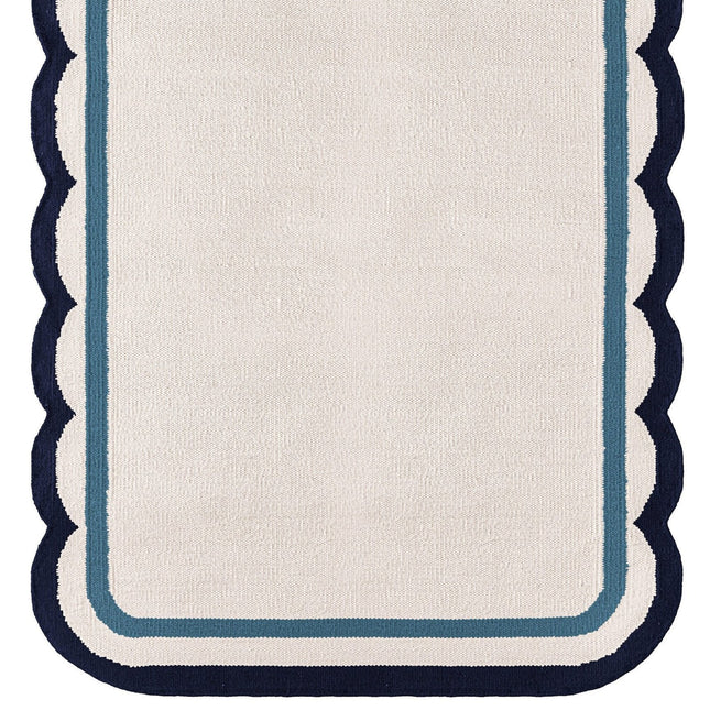 Scallop Edge Wool Rug, Bohemian Decor Handmade Wool Area Rug