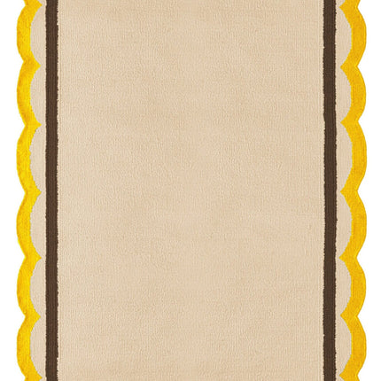 Scallop Edge Wool Rug, Bohemian Decor Handmade Wool Area Rug