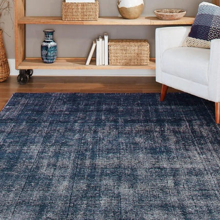 Blue Handwoven Aesthetic Wool Area Rugs