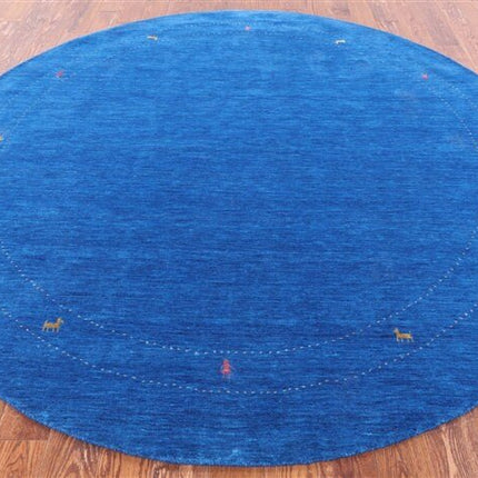 Round Gabbeh Hand Knotted Wool Area Rug