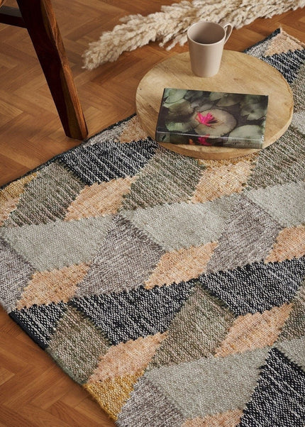 Abstract Designer Contemporary Boho Decor Wool Jute Rug