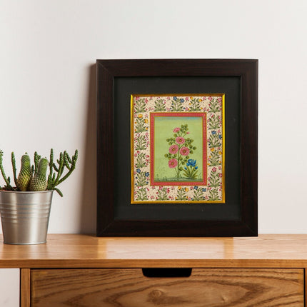 Traditional Mughal Shaili Flower Painting For Wall Decor