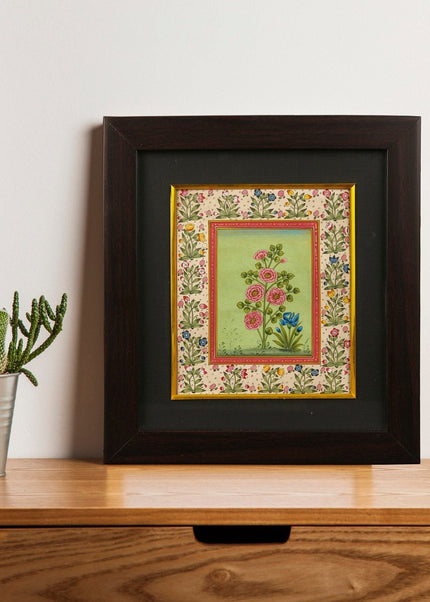 Traditional Mughal Shaili Flower Painting For Wall Decor