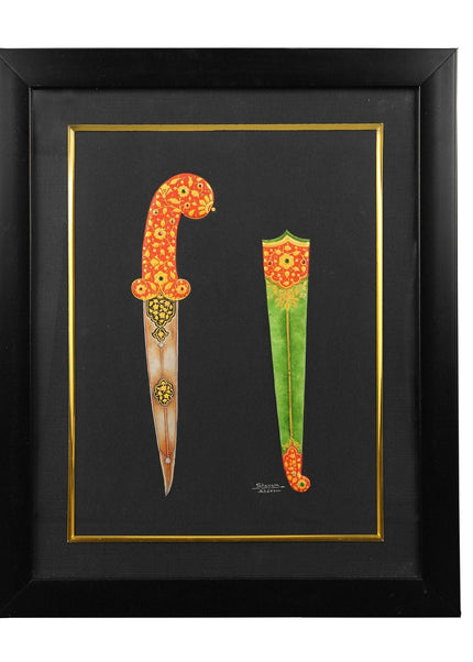 Handmade painting of Royal Indian Dagger of Mughals
