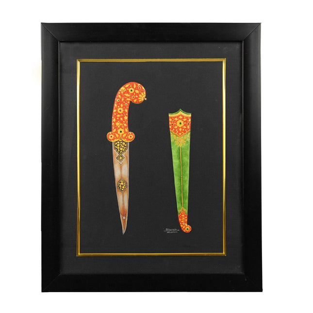 Handmade painting of Royal Indian Dagger of Mughals