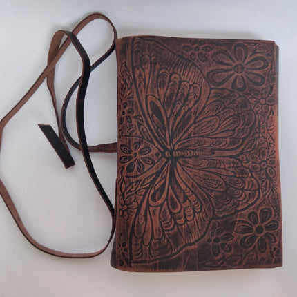 Handmade Leather Journal Butterfly Embossed Softcover Notebook