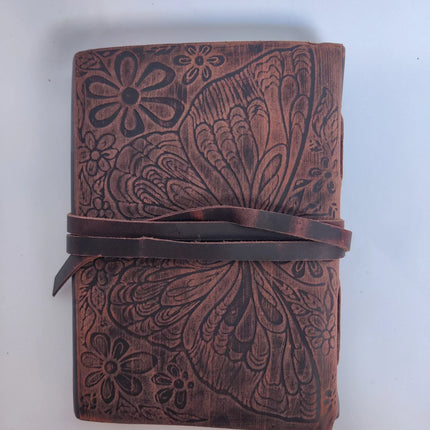 Handmade Leather Journal Butterfly Embossed Softcover Notebook