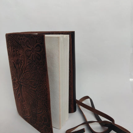 Handmade Leather Journal Butterfly Embossed Softcover Notebook