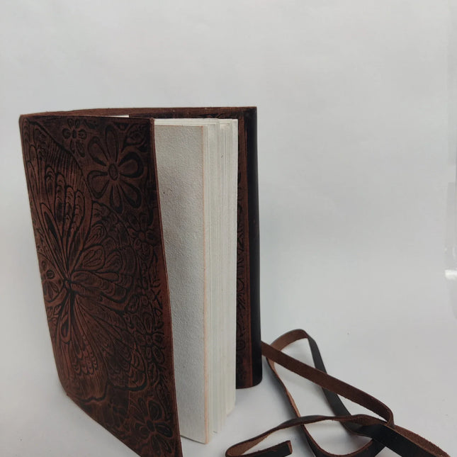 Handmade Leather Journal Butterfly Embossed Softcover Notebook