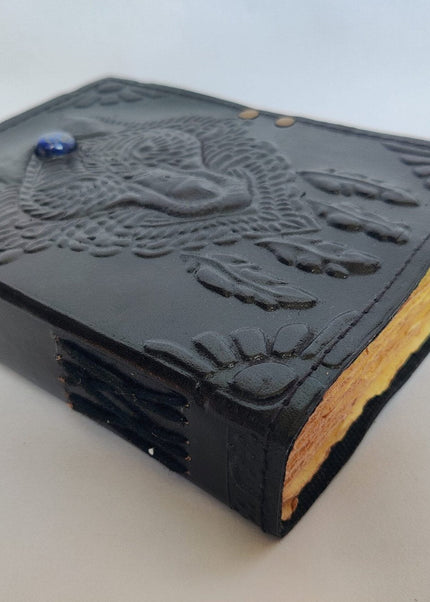 Handmade Wolf Lapis Stone Leather Journal