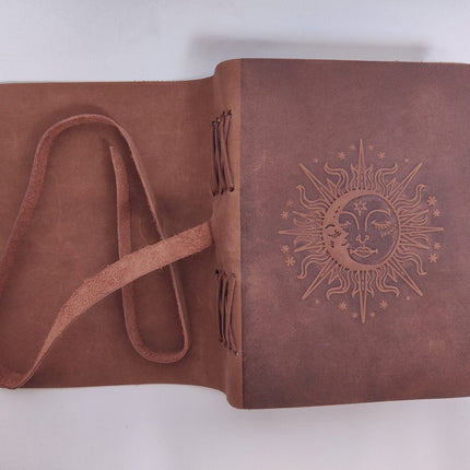 Handmade Sun &amp; Moon Leather Journal