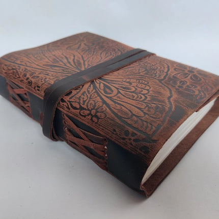 Handmade Leather Journal Butterfly Embossed Softcover Notebook