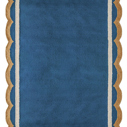 Scallop Edge Wool Rug, Bohemian Decor Handmade Wool Area Rug