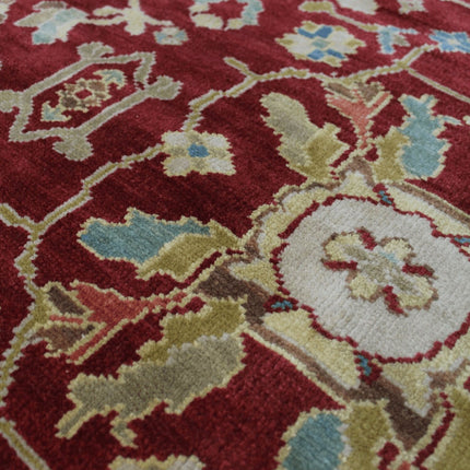 Traditional Maroon Color Oushak Wool Rug