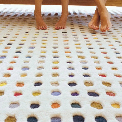 Extra Soft Minimalistic Pattern Polka Dots Wool Rug