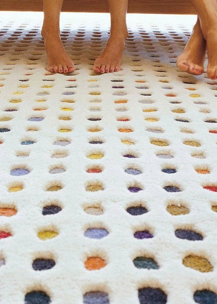 Extra Soft Minimalistic Pattern Polka Dots Wool Rug