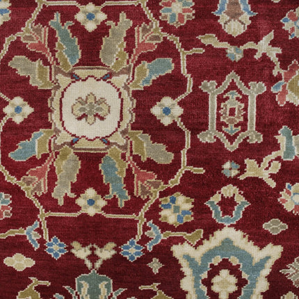 Traditional Maroon Color Oushak Wool Rug