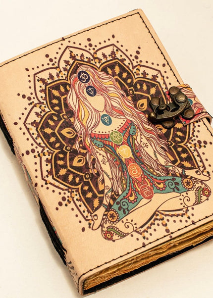 Witch Goddess Leather Journal – Seven Chakra Refillable Notebook
