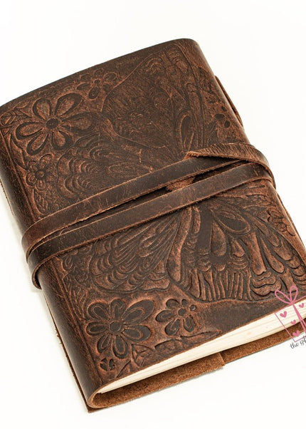 Handmade Leather Journal Butterfly Embossed Softcover Notebook