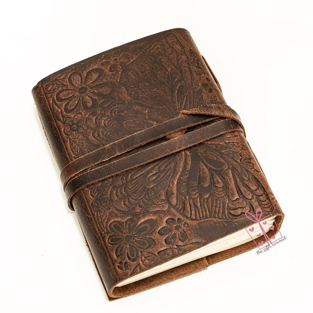 Handmade Leather Journal Butterfly Embossed Softcover Notebook
