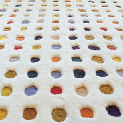Extra Soft Minimalistic Pattern Polka Dots Wool Rug