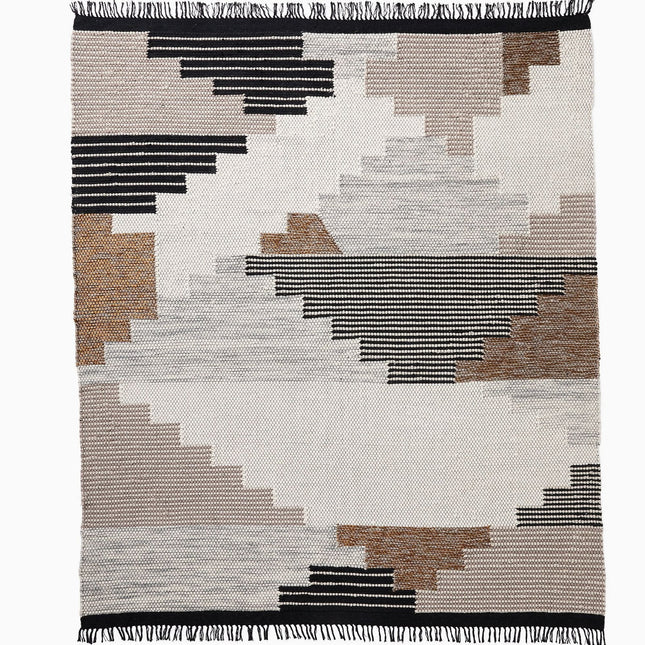 Hand Woven Scandinavian Geometric Pattern Wool Rug