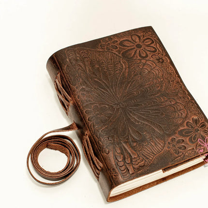 Handmade Leather Journal Butterfly Embossed Softcover Notebook