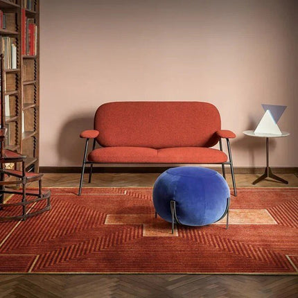 Rust Color Geometric Modern Soft Wool Rug
