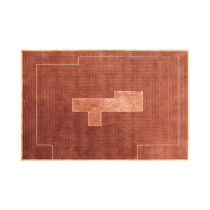 Rust Color Geometric Modern Soft Wool Rug