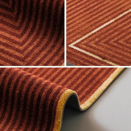 Rust Color Geometric Modern Soft Wool Rug