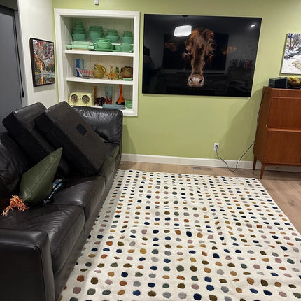 Hand Tufted Wool Polka Dot Rug: Multicolor Boho Decor