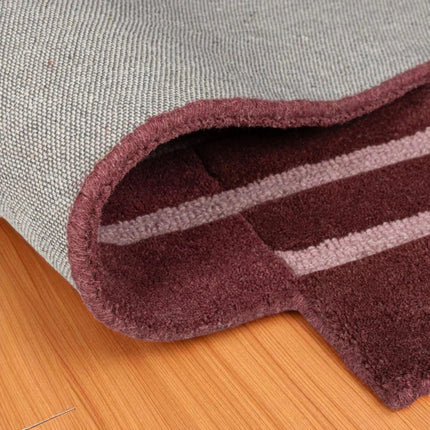 Burgundy & Rose Red Abstract Hand Tufted Wool Rug  Modern Linear Area Carpet